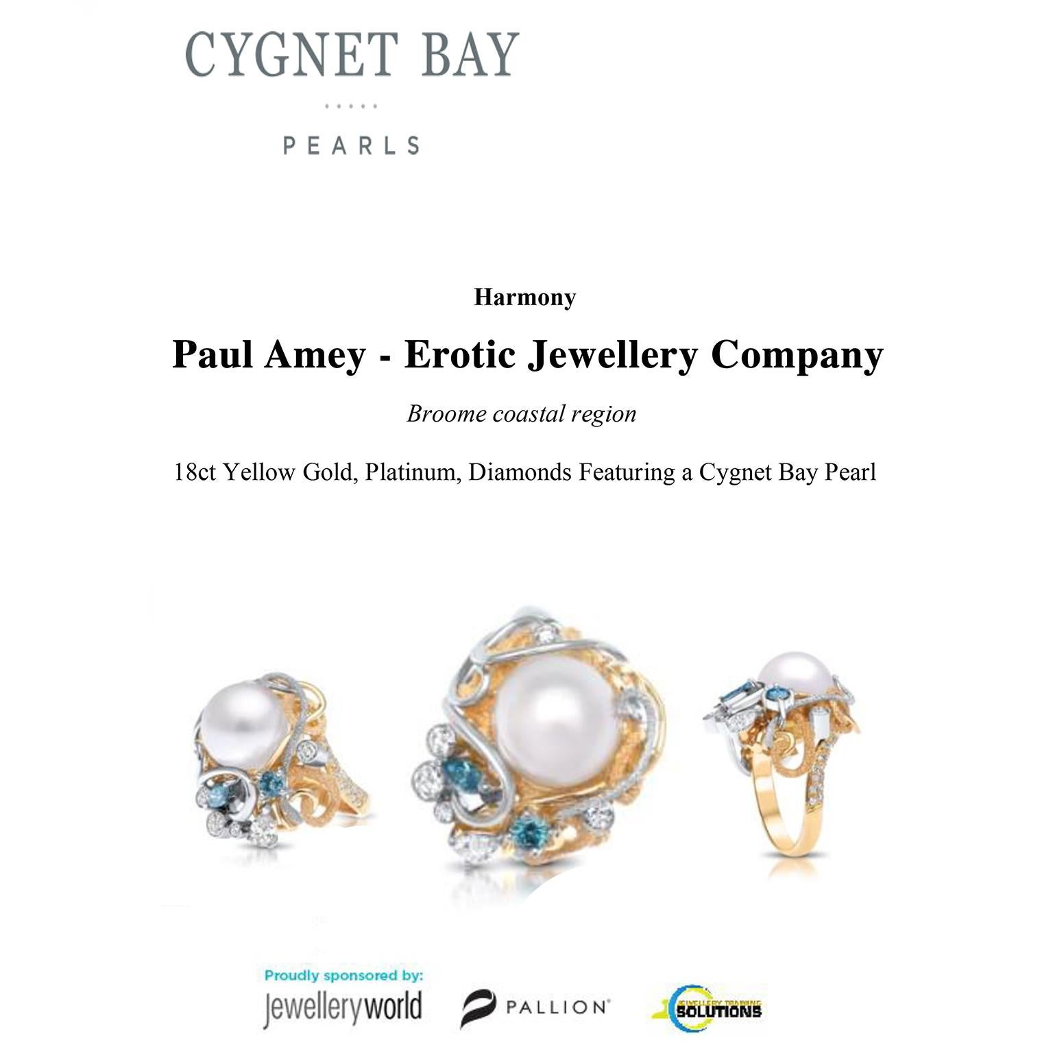 Bague cocktail Paul Amey en or 18 carats, perles et diamants en vente 1