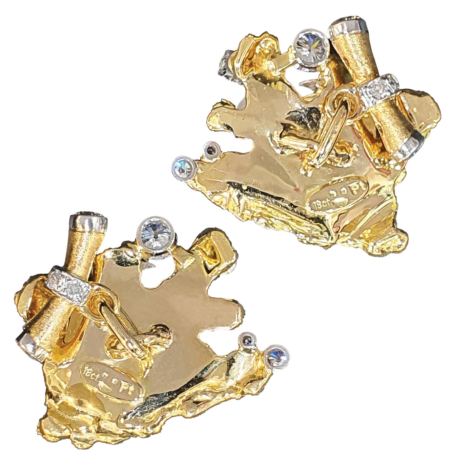 The “Blayzing” cufflinks were designed and hand crafted by multi award-winning jeweller Paul Amey in Australia. Stamped with his registered makers mark and precious metal marks. “Blayzing” were designed and completed with over 60 hours of labour and