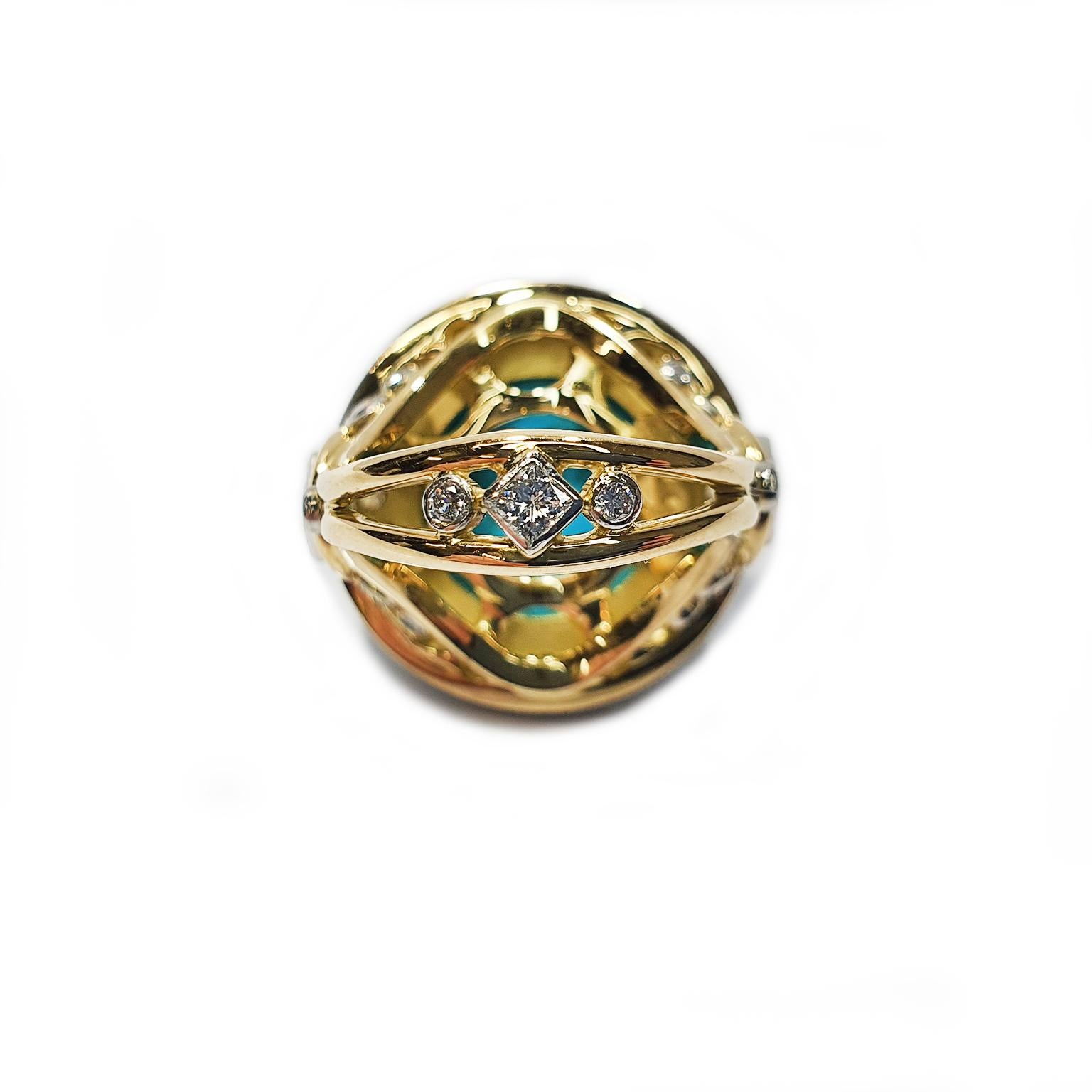 Bague en or 18 carats Paul Amey, « Sleeping Beauty », turquoise et diamants Pour femmes en vente