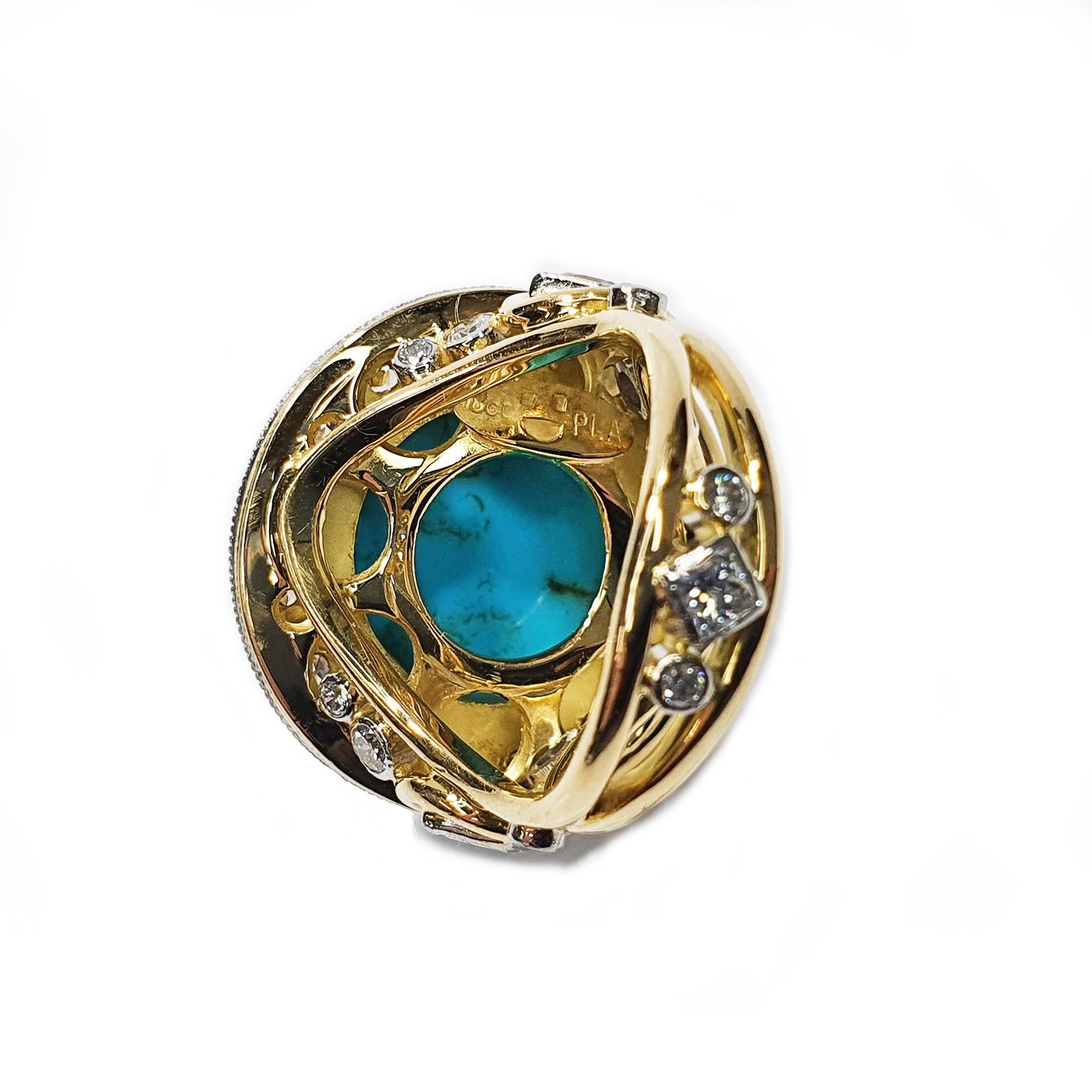 Bague en or 18 carats Paul Amey, « Sleeping Beauty », turquoise et diamants en vente 1