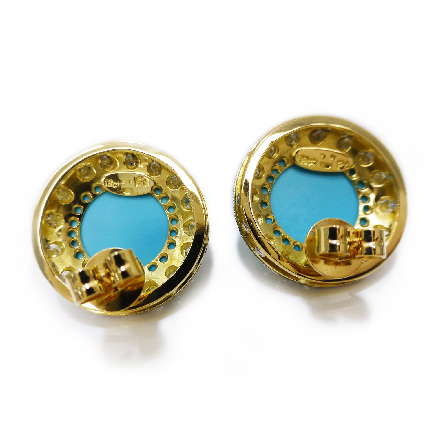 Boucles d'oreilles Paul Amey en or 18 carats, turquoise et diamant « Sleeping Beauty » Neuf - En vente à Tewantin, Queensland