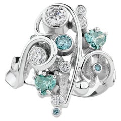 Paul Amey 18K White Gold, Blue and White Diamond "Zig Zag" Ring