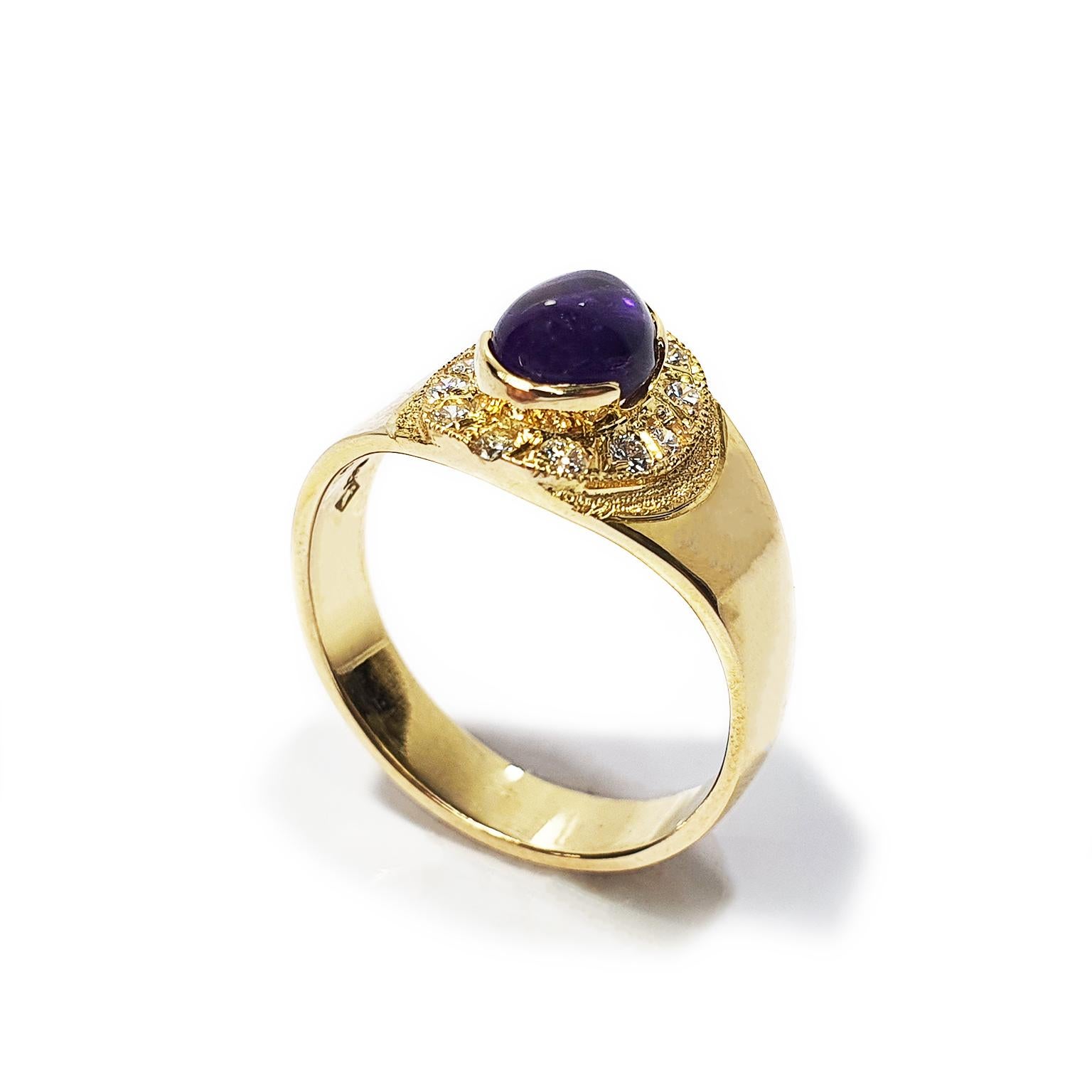 Paul Paul Amey Ring aus 9 Karat Gold, Diamant und Amethyst (Moderne) im Angebot