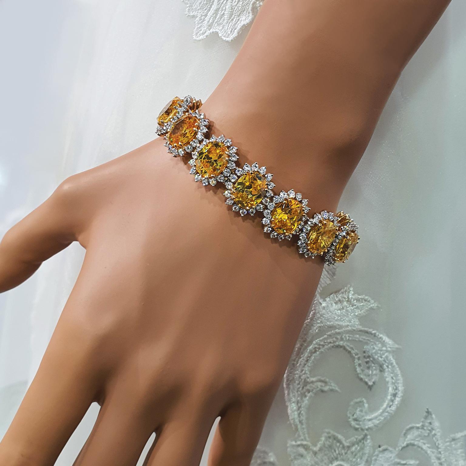 Women's Paul Amey 9k Gold with Yellow and White Swarovski Crystal Bracelet For Sale