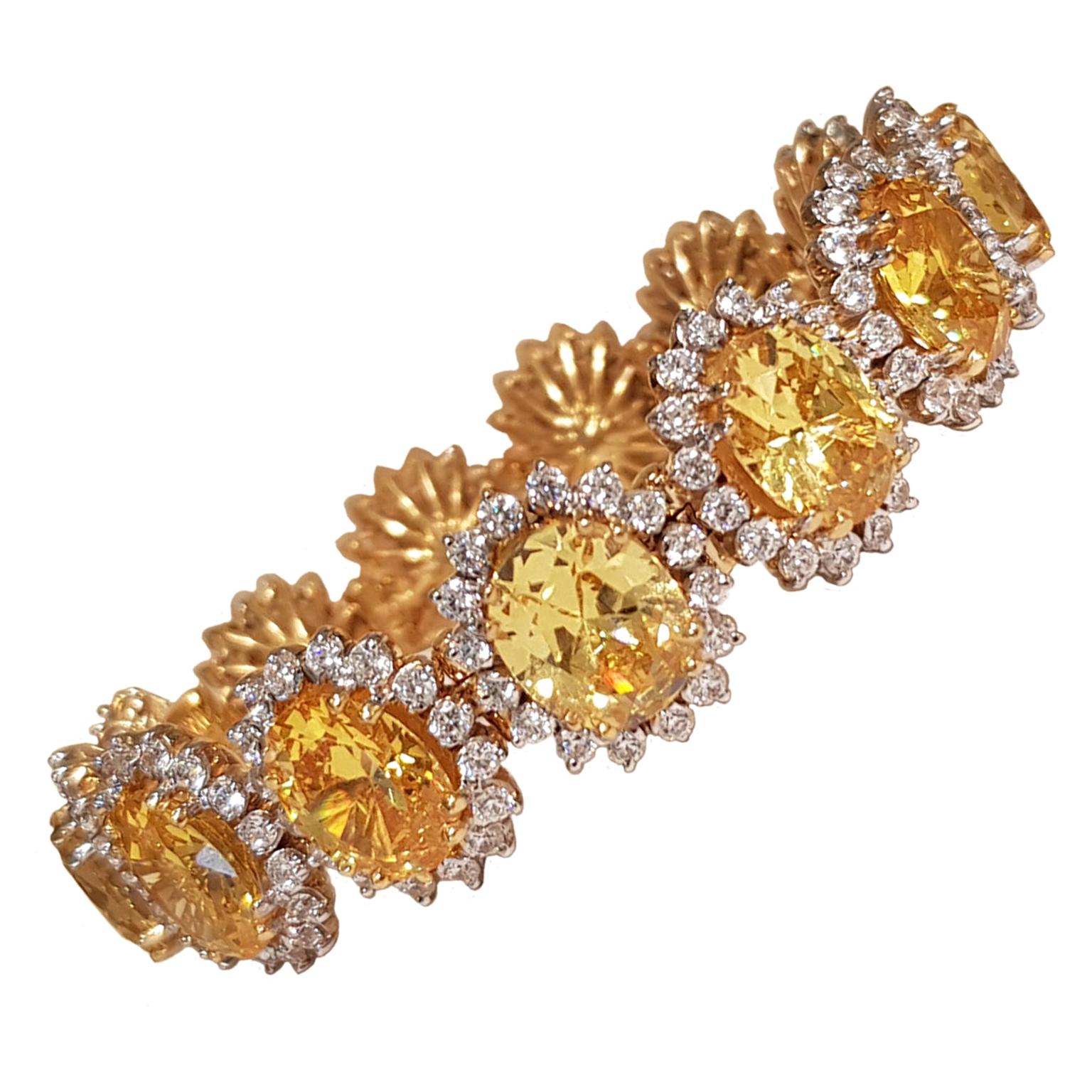 Paul Amey 9k Gold with Yellow and White Swarovski Crystal Bracelet For Sale