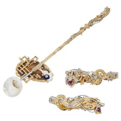 Used Paul Amey Caviar 18K and Diamond Caviar "Dragon Spoon" Hand Crafted by Artisan