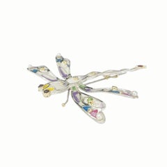 Paul Amey Dragonfly Pendant-Brooch in Sterling Silver with Diamonds and Garnets