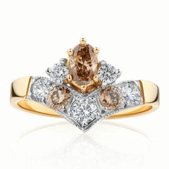 Geometrischer Ring aus 18 Karat Gold und Argyle-Diamant von Paul Amey, handgefertigt