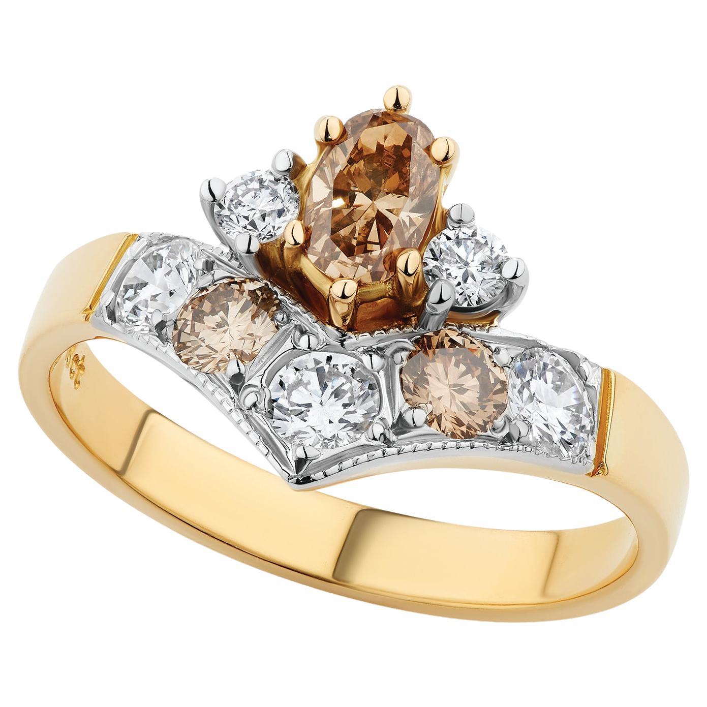 Paul Amey Bague géométrique en or 18 carats et diamants de type Argyle, fabriquée à la main
