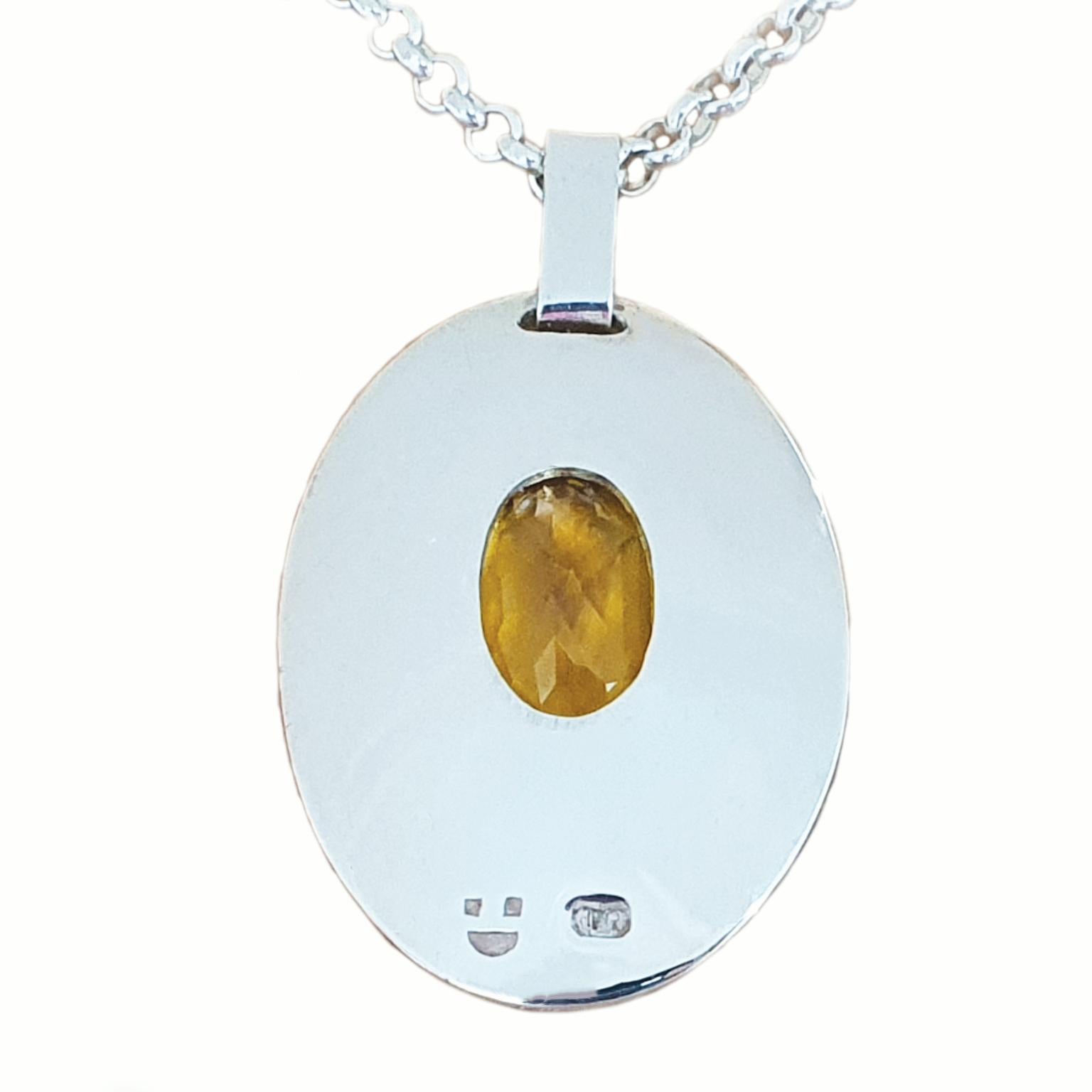 Paul Amey Hand Crafted Yellow Oval Pendant In New Condition For Sale In Tewantin, Queensland
