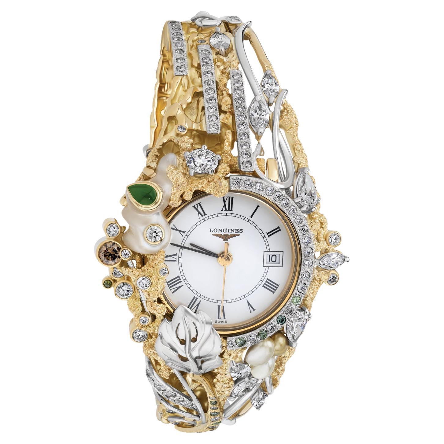 Paul Amey "Kizmet Jade" Ladies Watch Bracelet With Longines Case and Movement For Sale