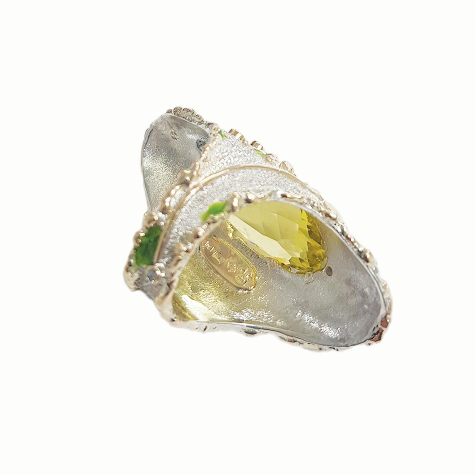 Paul Amey, bague Lemon Sherbet en argent sterling, or, quartz citron et diamants Neuf - En vente à Tewantin, Queensland