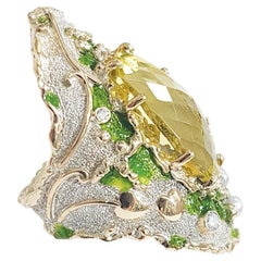 Ring „Lemon Sherbet“ aus Sterlingsilber, Gold, Zitronenquarz und Diamanten von Paul Amey