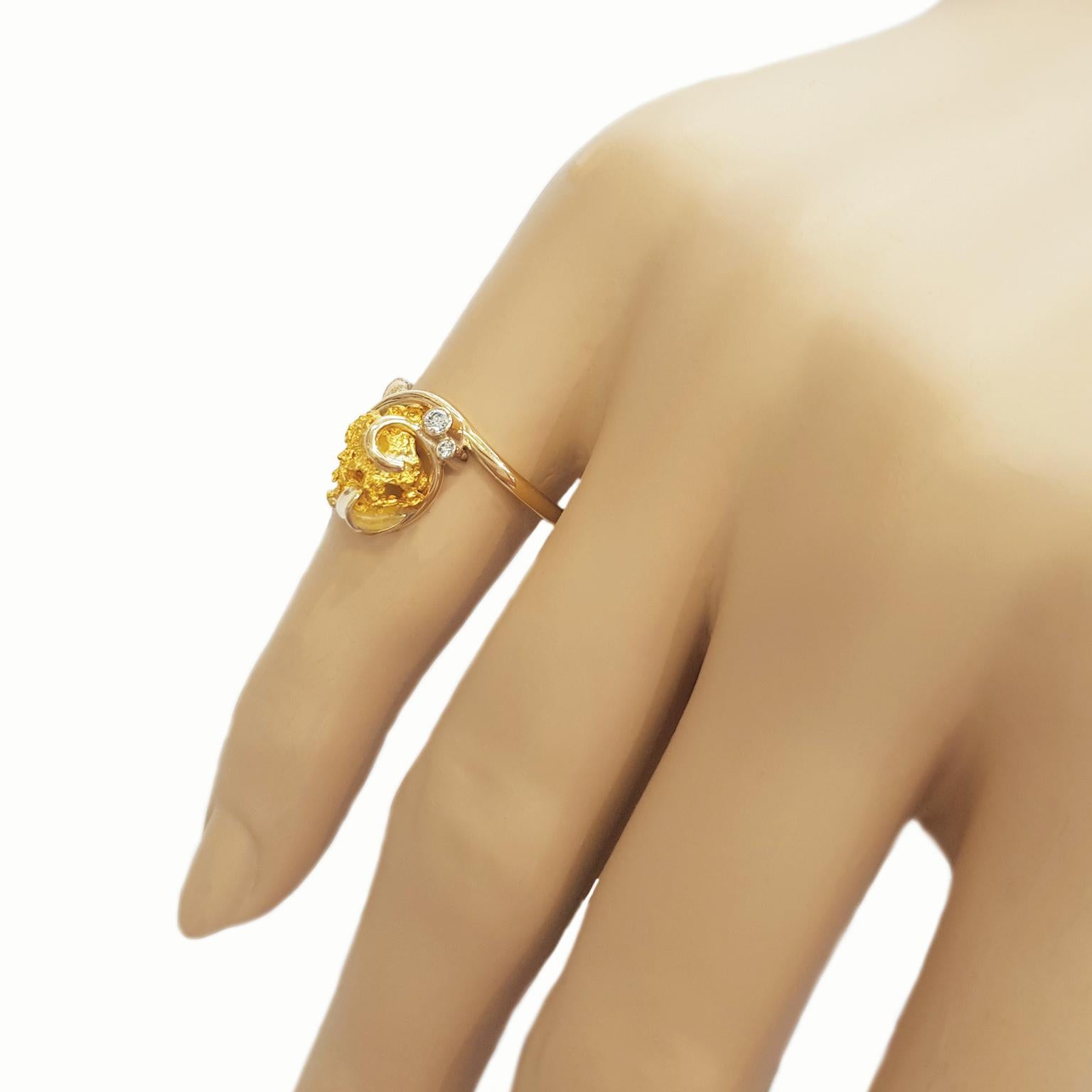Ring aus natürlichem Gold mit Nugget und Diamanten von Paul Amey (5178) für Damen oder Herren im Angebot