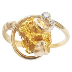 Anello con pepita d'oro naturale e diamante Paul Amey (5178)