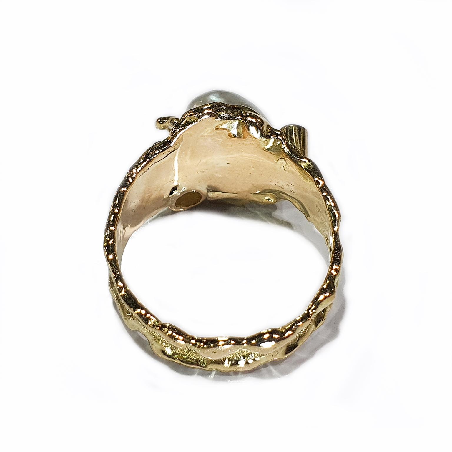 Paul Amey Signature Molten Edge, 18k Gold, Blue Enamel, Pearl and Diamond Ring In New Condition For Sale In Tewantin, Queensland