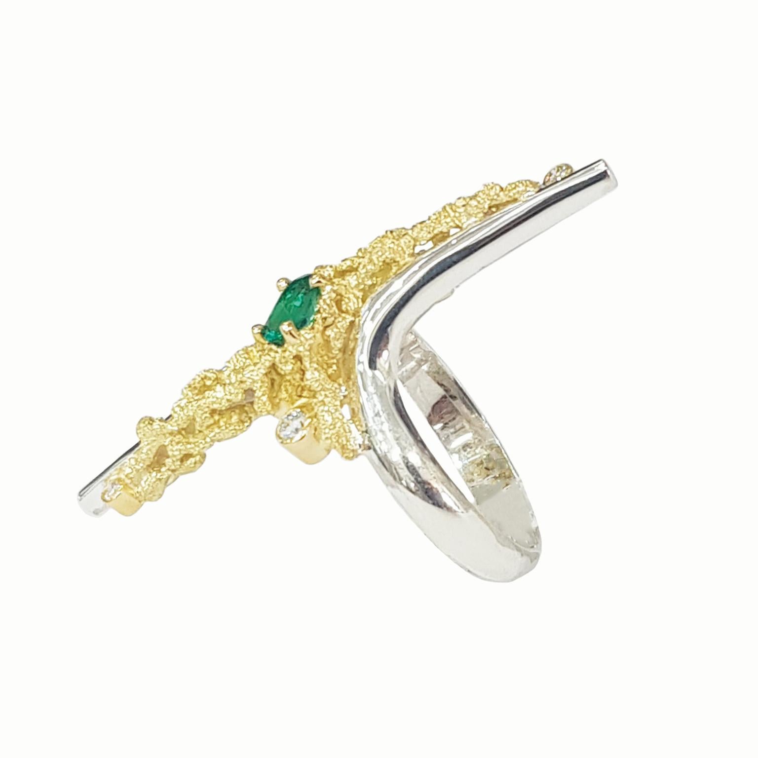 Artisan Paul Amey Sterling Silver and 18K Yellow Gold 