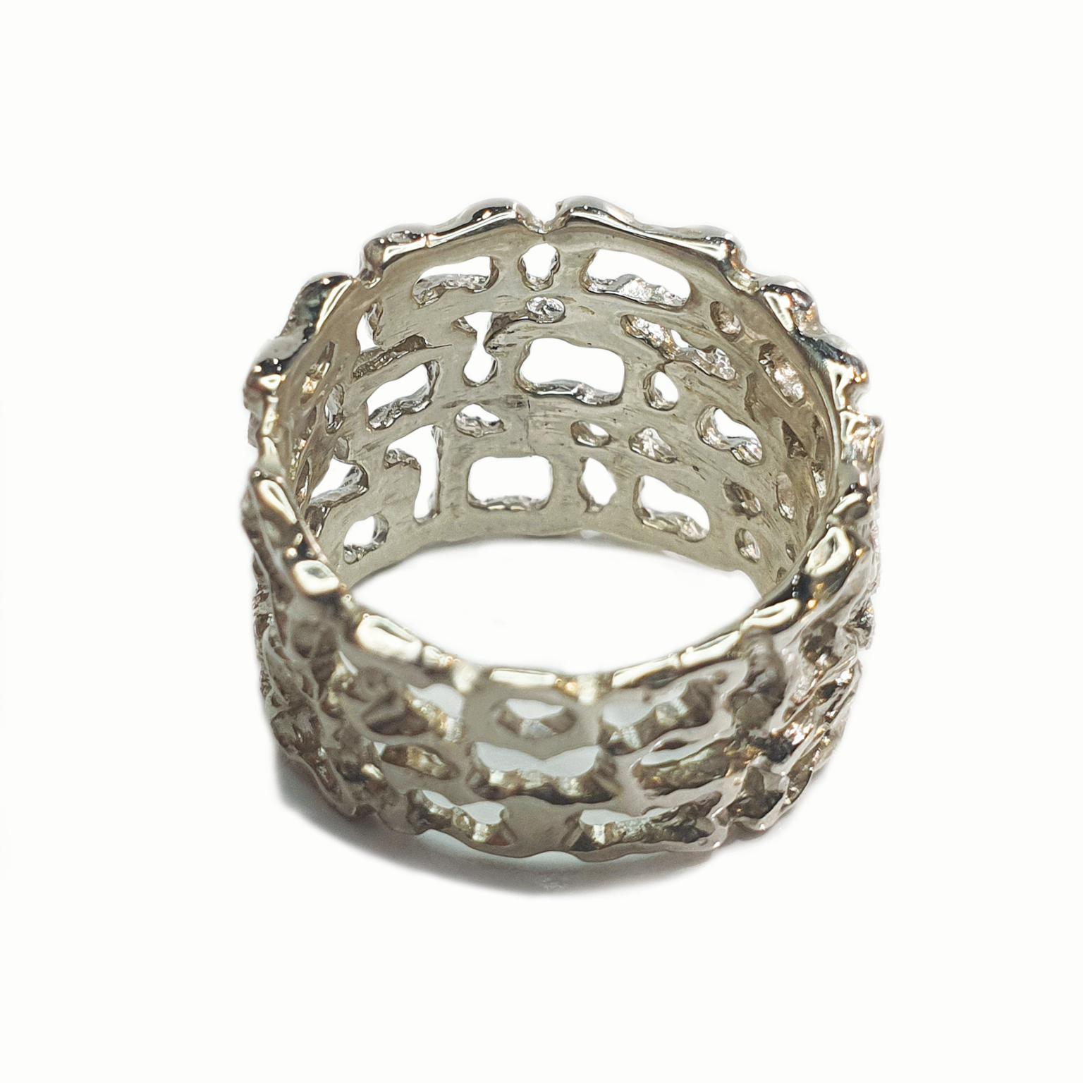 Paul Amey Bague « dentelle » en argent sterling en vente 2