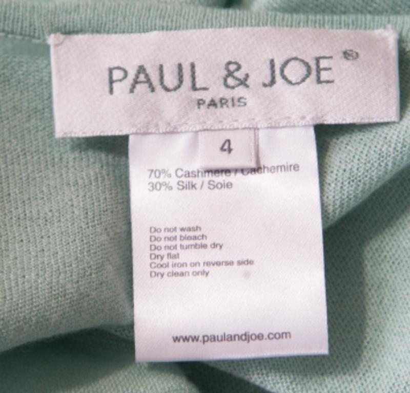Vert Paul and Joe Mint Green Cashmere and Silk Knit V-Neck Sleeveless Tunic M en vente