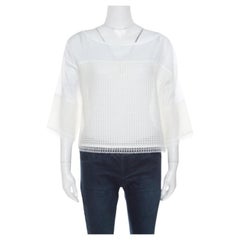 Paul and Joe White Cotton Mesh Panel Detail Cropped Top S