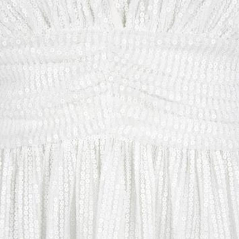 Paul and Joe White Sequin Embellished Rued Sleeveless Top S Bon état - En vente à Dubai, Al Qouz 2