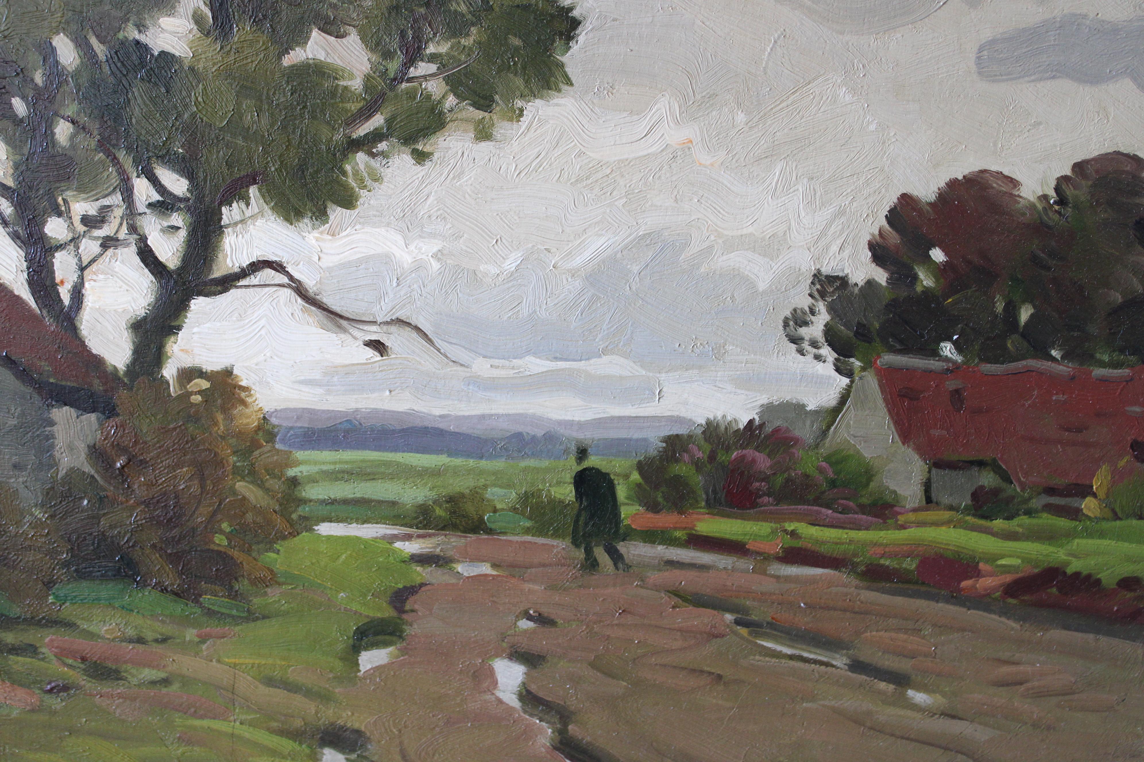 Óleo Paisaje, Óleo francés Vintage de Paul André Jean Eschbach 5