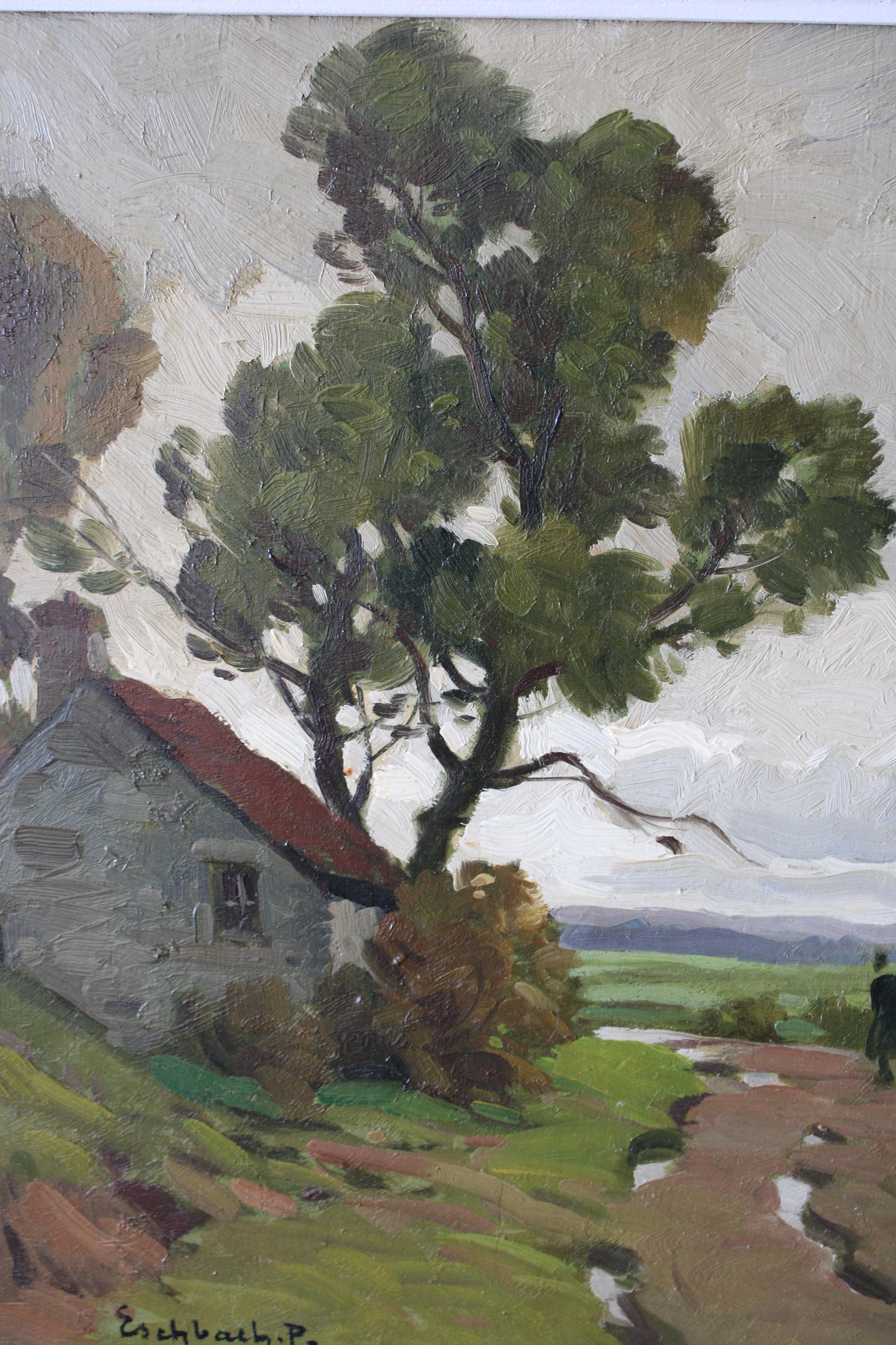 Óleo Paisaje, Óleo francés Vintage de Paul André Jean Eschbach 6
