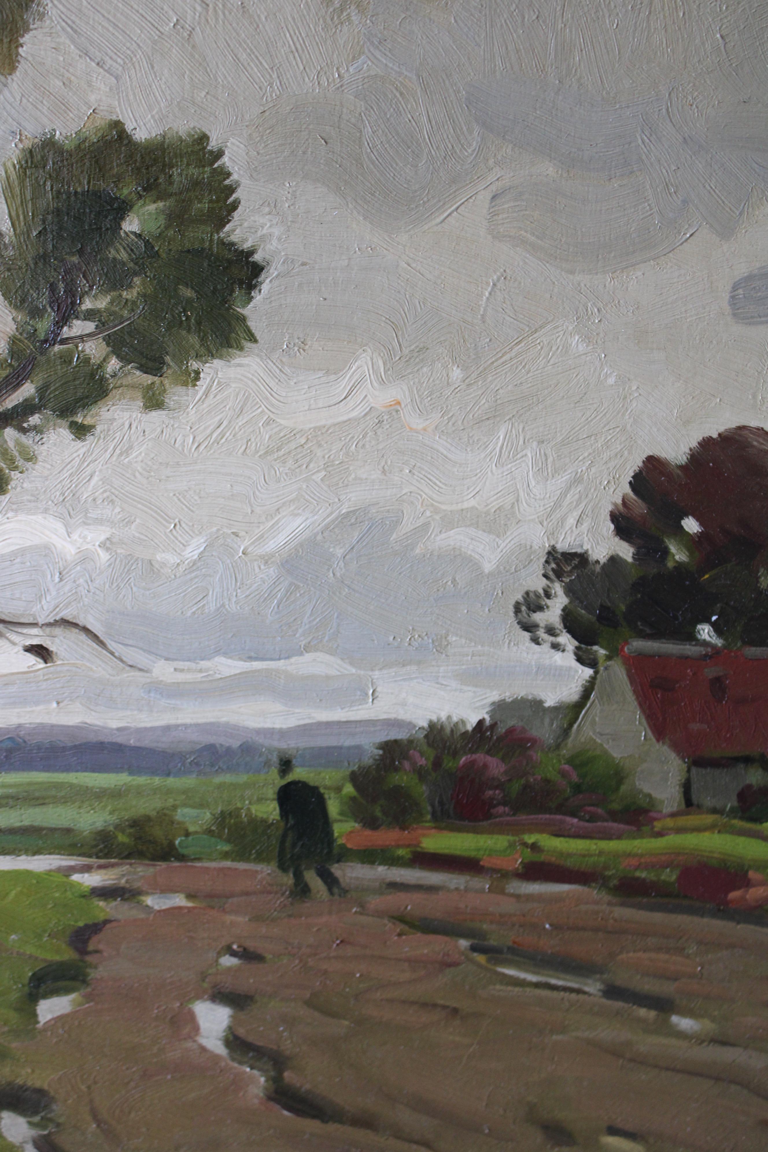 Óleo Paisaje, Óleo francés Vintage de Paul André Jean Eschbach 7