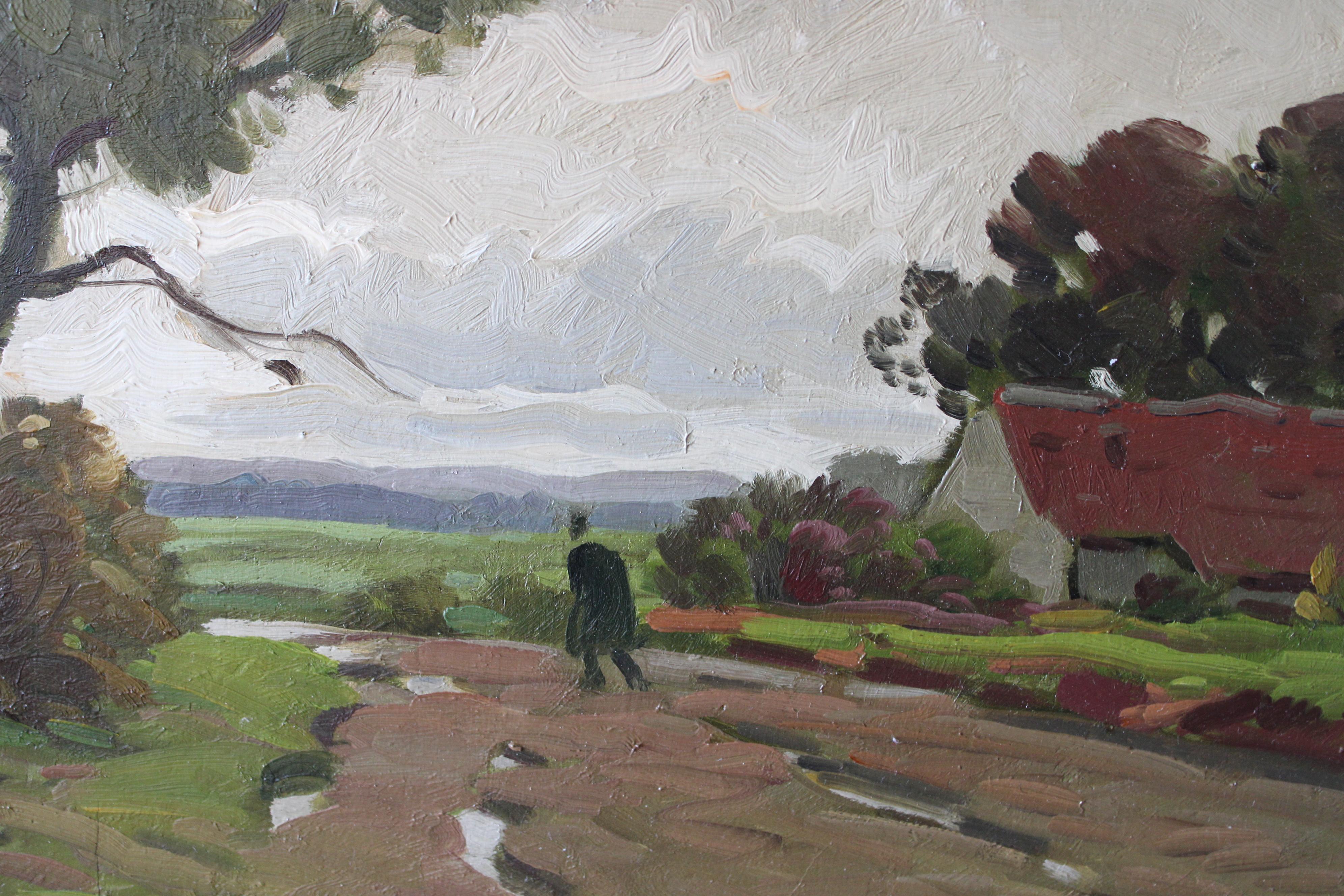 Óleo Paisaje, Óleo francés Vintage de Paul André Jean Eschbach 8