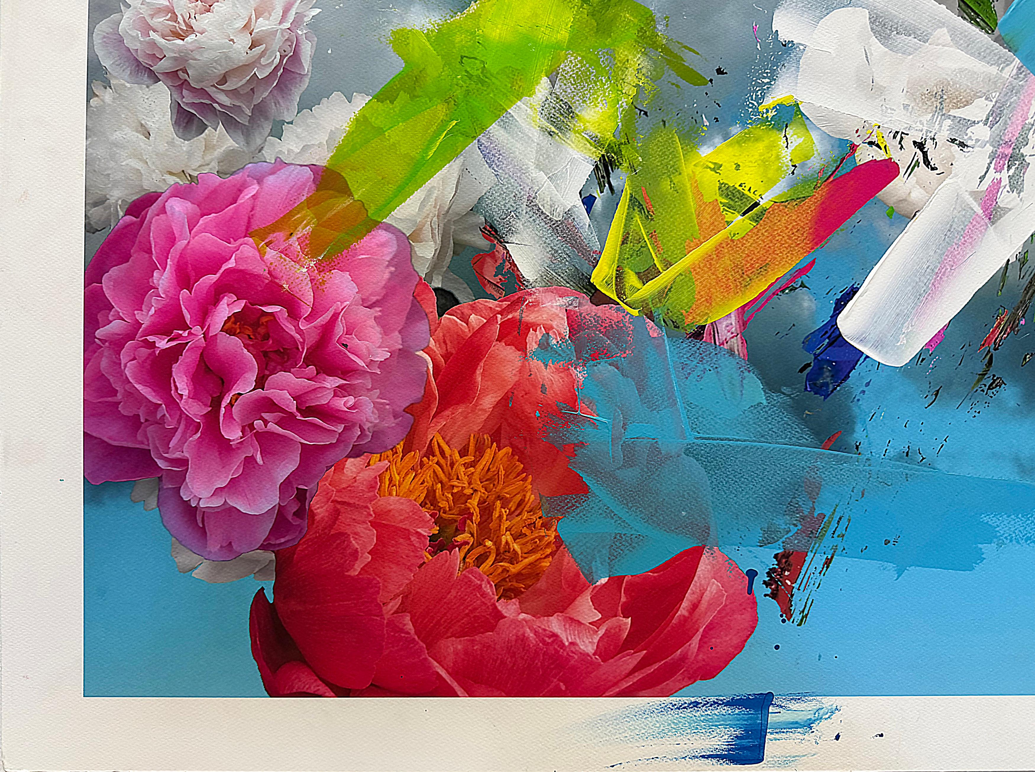 Paul-André Larocque Floral  Peinture en techniques mixtes, 2020 Signée Bon état - En vente à Miami, FL