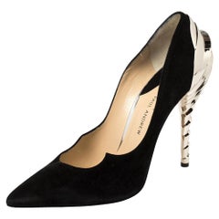 Paul Andrew Black Suede Chrysler Zenadia Pumps Size 38.5