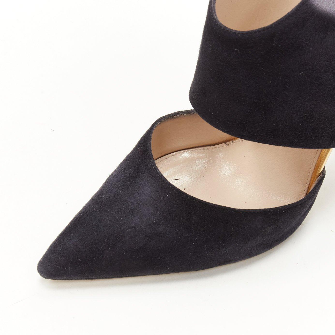 PAUL ANDREW black suede pointed winged dorsay pump EU38.5 For Sale 6