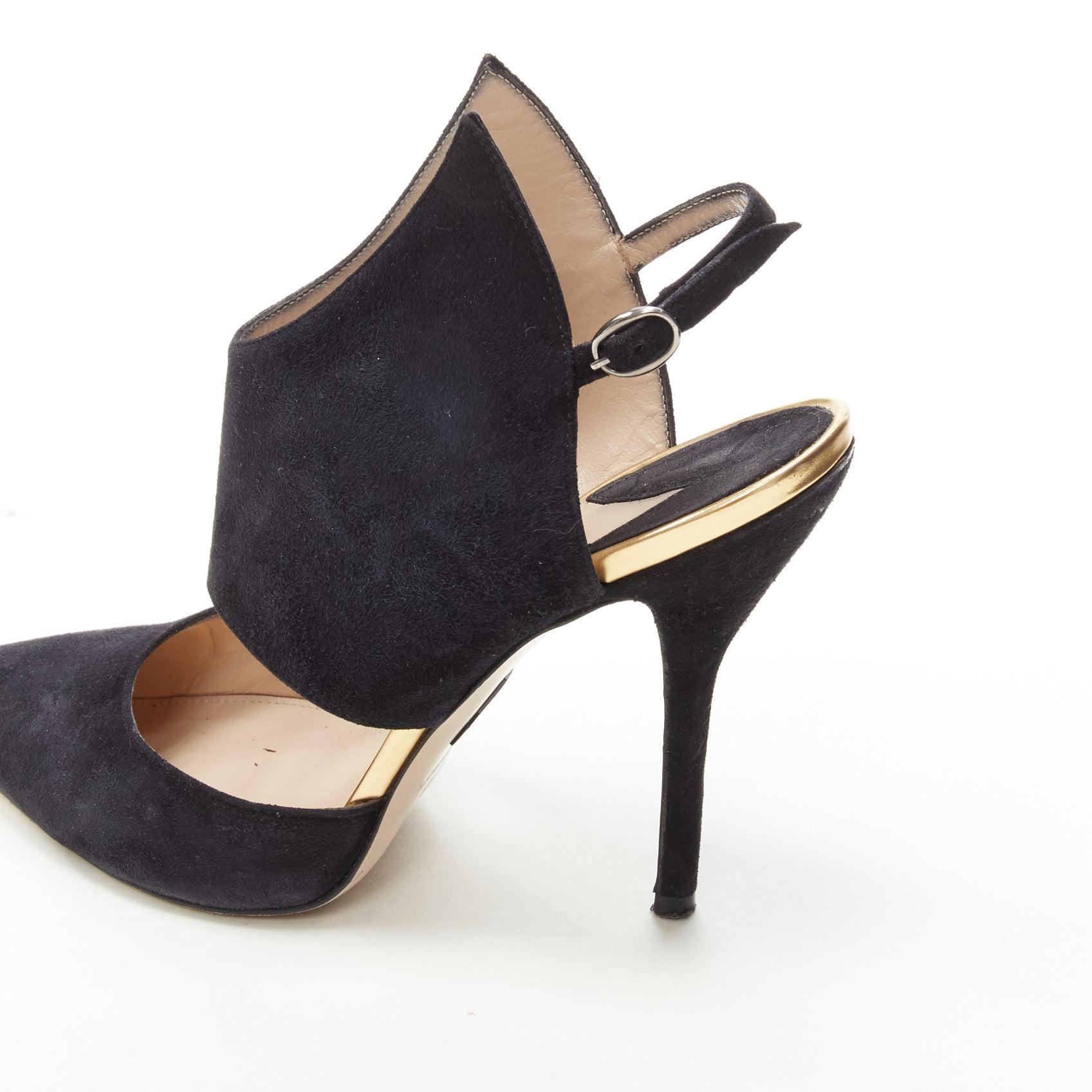 PAUL ANDREW, escarpin dorsal pointu en daim noir EU38.5 en vente 6