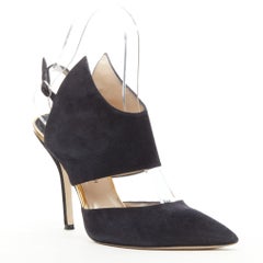 PAUL ANDREW black suede pointed winged dorsay pump EU38.5