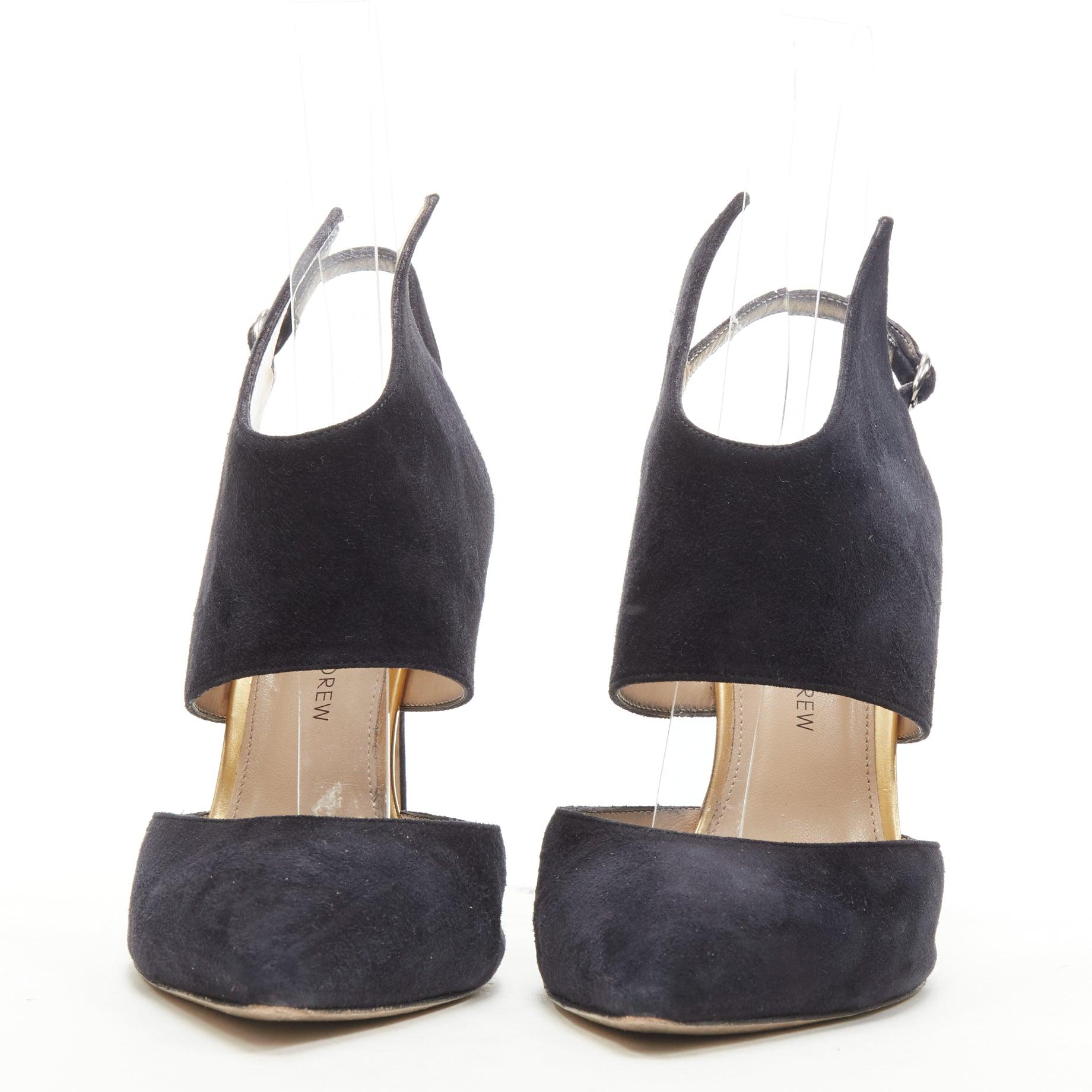 PAUL ANDREW, escarpin dorsal pointu en daim noir EU38.5 Bon état - En vente à Hong Kong, NT