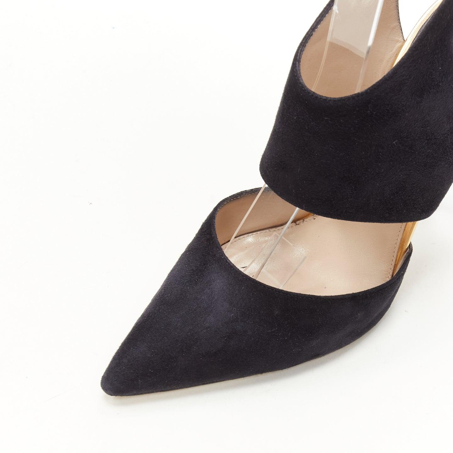 PAUL ANDREW black suede pointed winged dorsay pump EU38.5 For Sale 5
