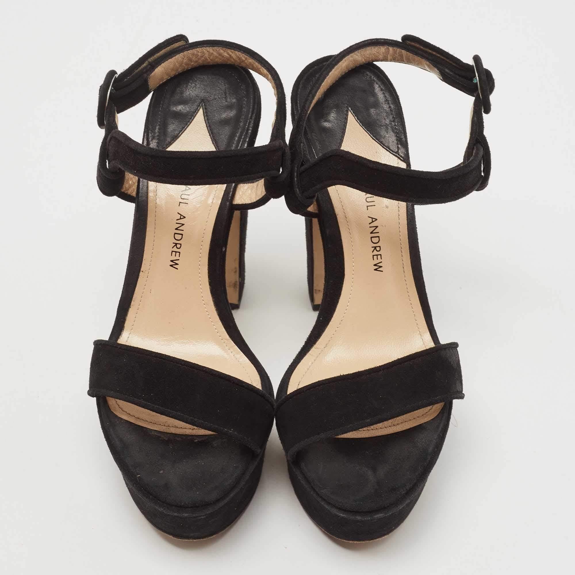 Noir Sandales Stanton en daim noir de Paul Andrews Taille 36 en vente