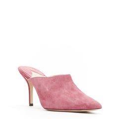 PAUL ANDREW blush pink suede leather point toe slim heel mule pumps EU38