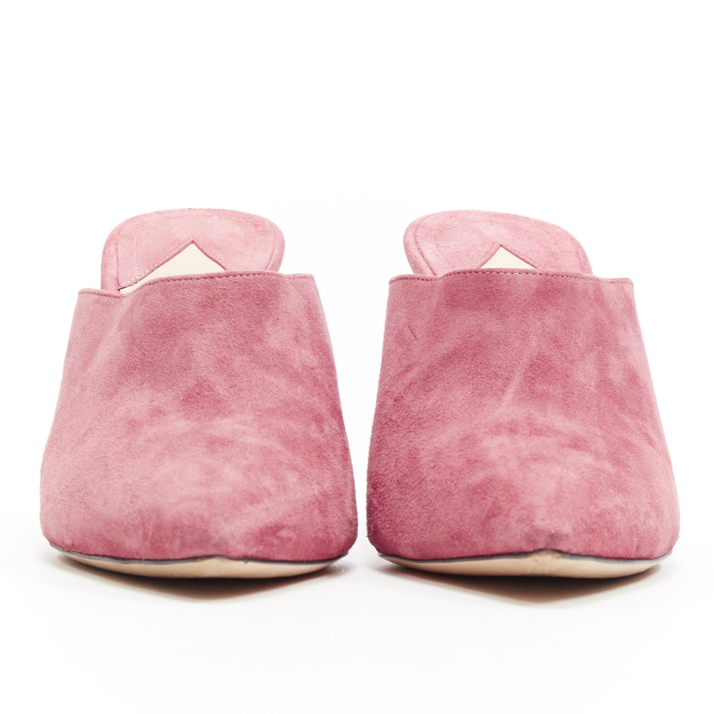 pink suede mules