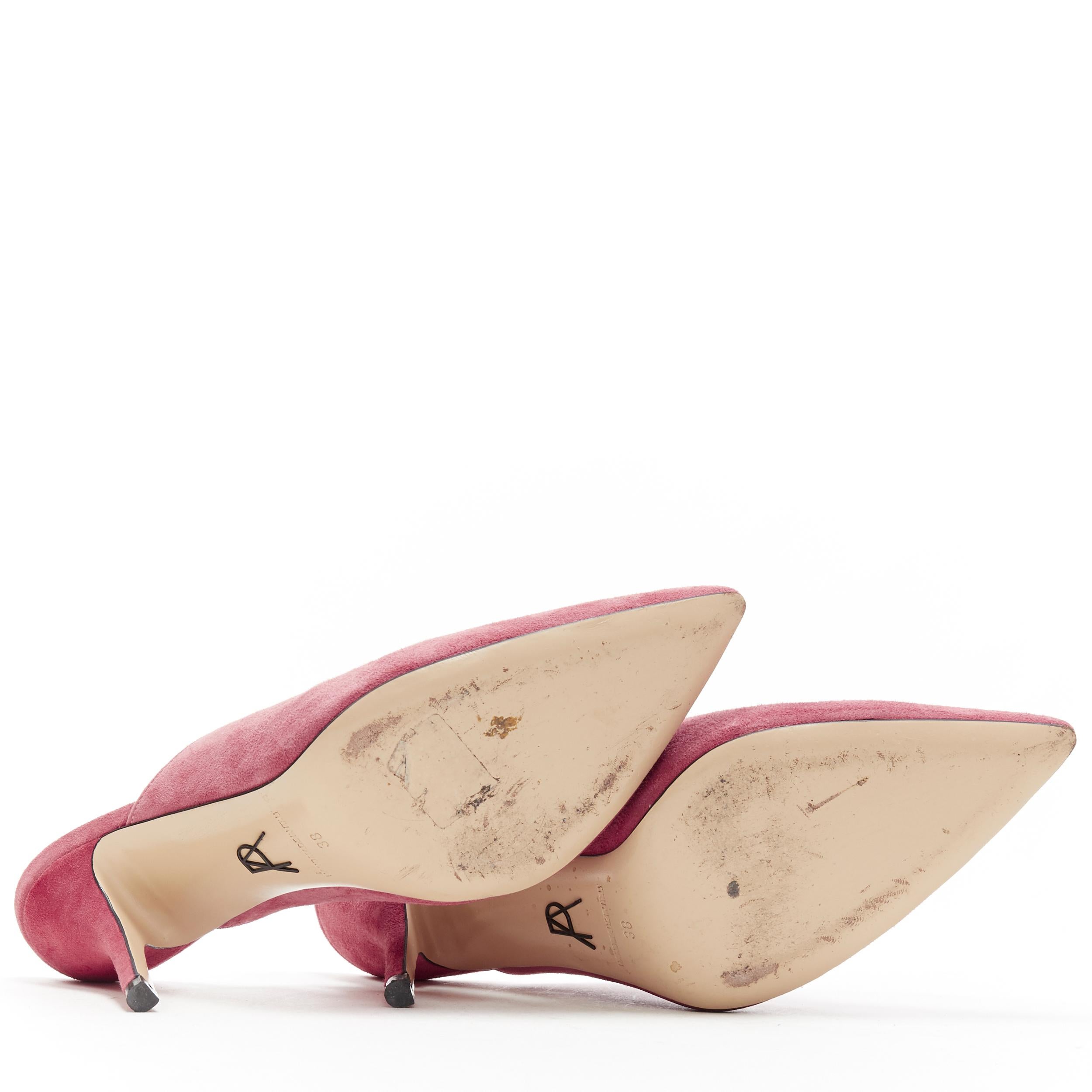 Pink PAUL ANDREW blush pink suede leather point toe slim heel mule pumps EU38