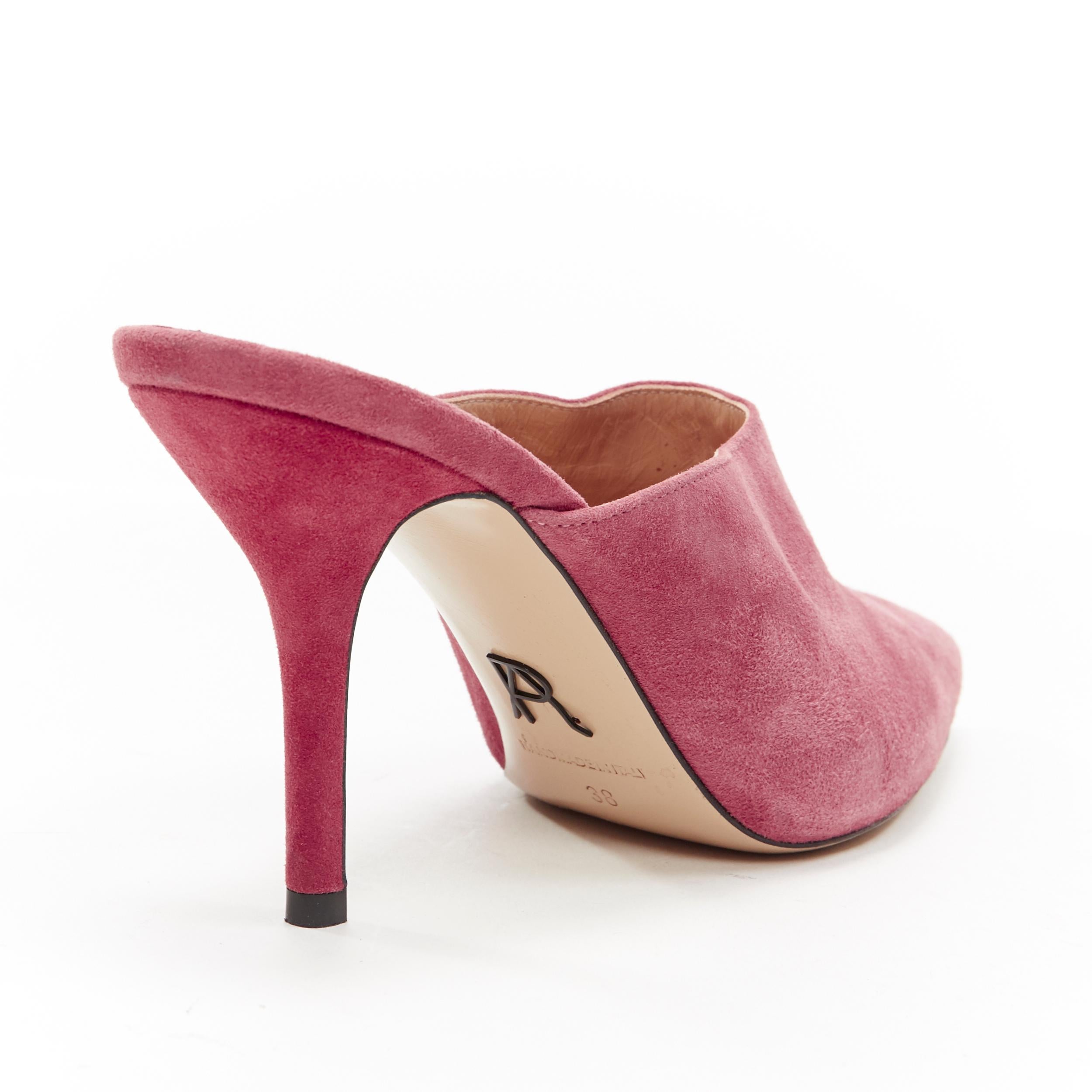 PAUL ANDREW blush pink suede leather point toe slim heel mule pumps EU38 1