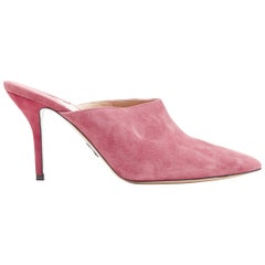 PAUL ANDREW blush pink suede leather point toe slim heel mule pumps EU38