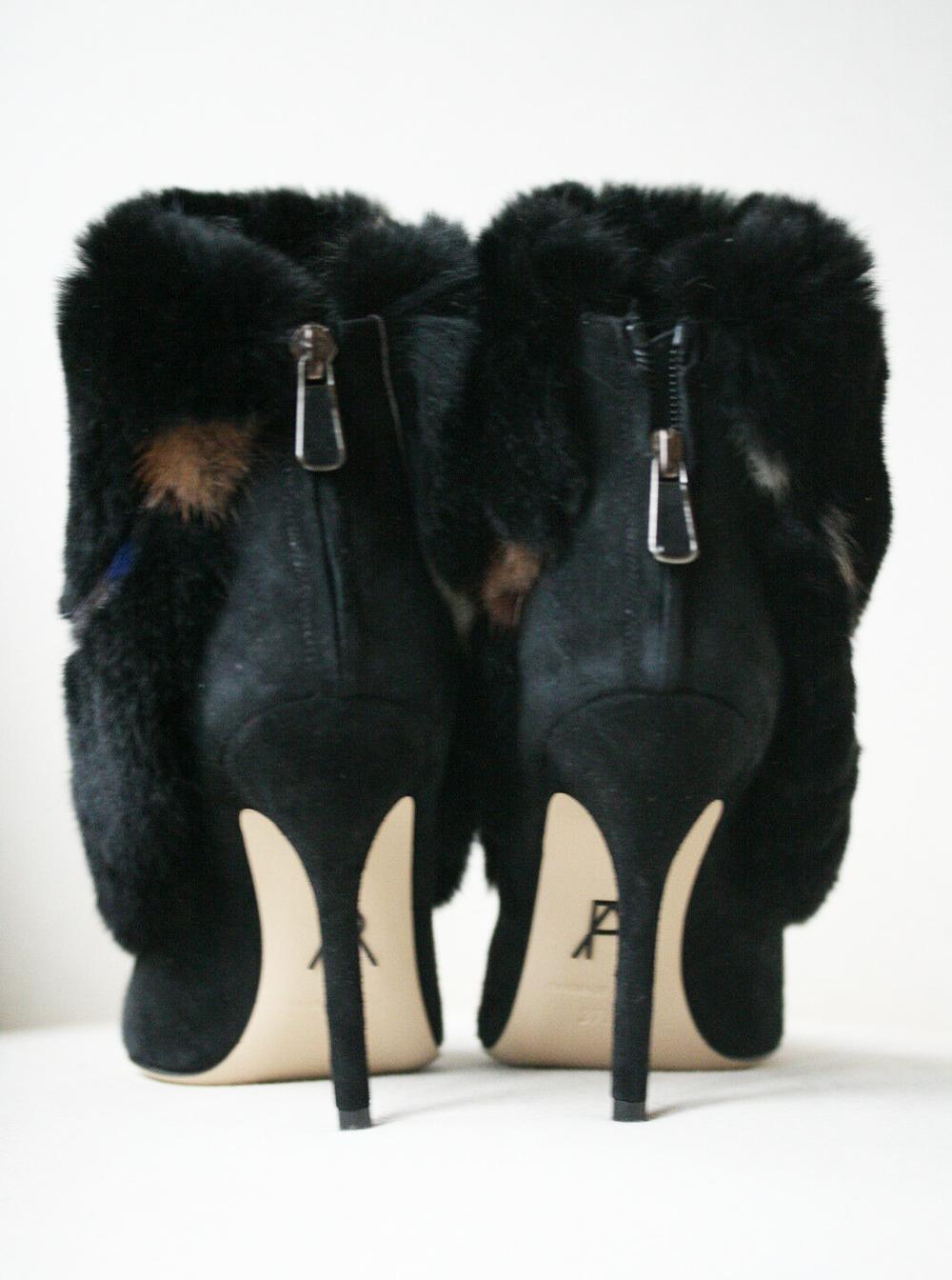 Black Paul Andrew Bowery Rabbit and Suede Ankle Boots