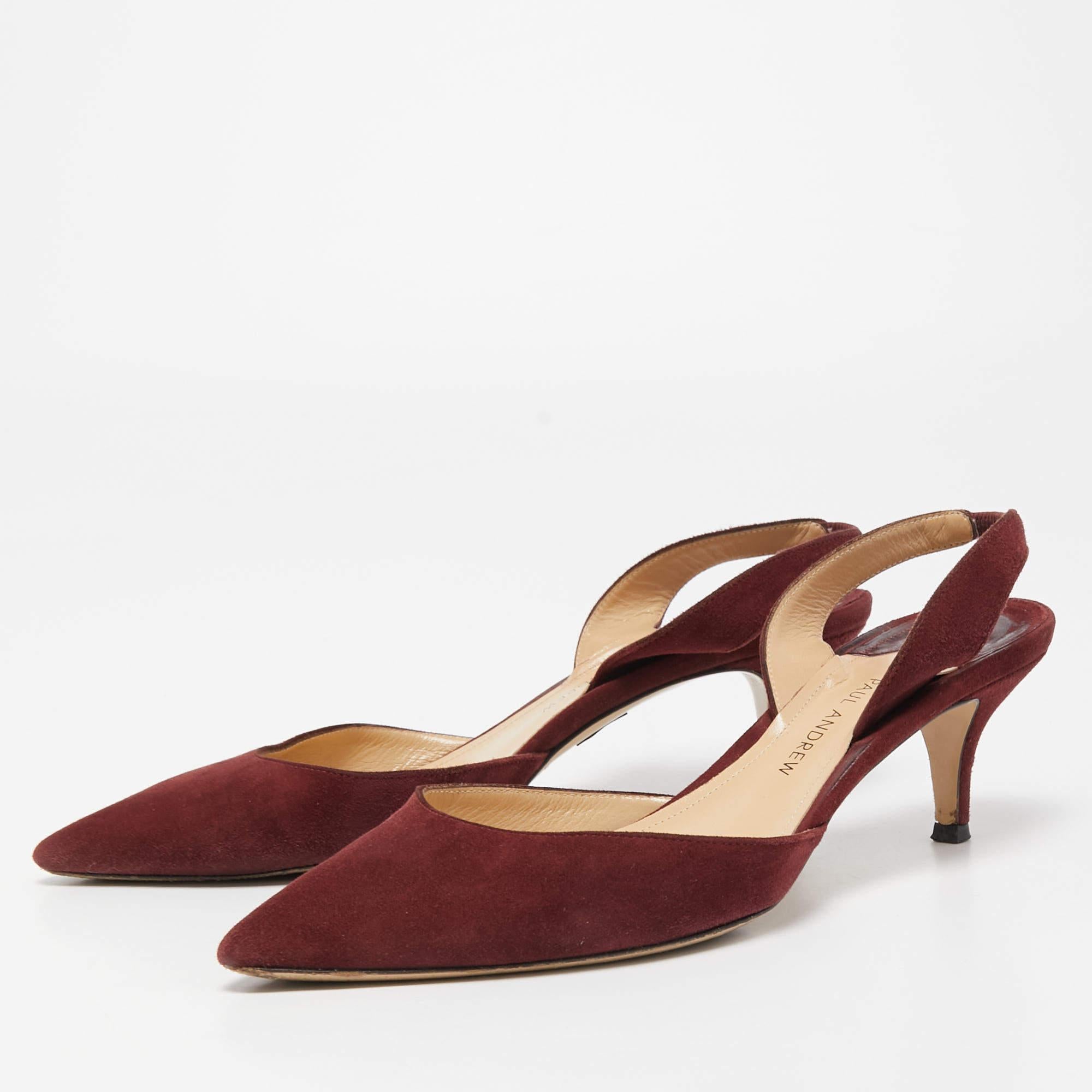 These burgundy Paul Andrew slingback pumps are meant to last you season after season. They have a comfortable fit and high quality finish.