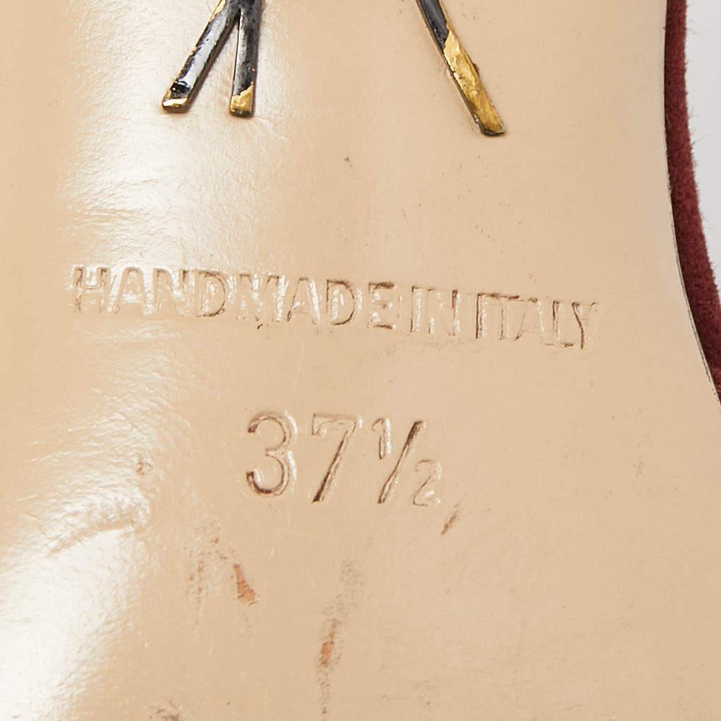 Paul Andrew Burgundy Suede Rhea Slingback Pumps Size 37.5 For Sale 2