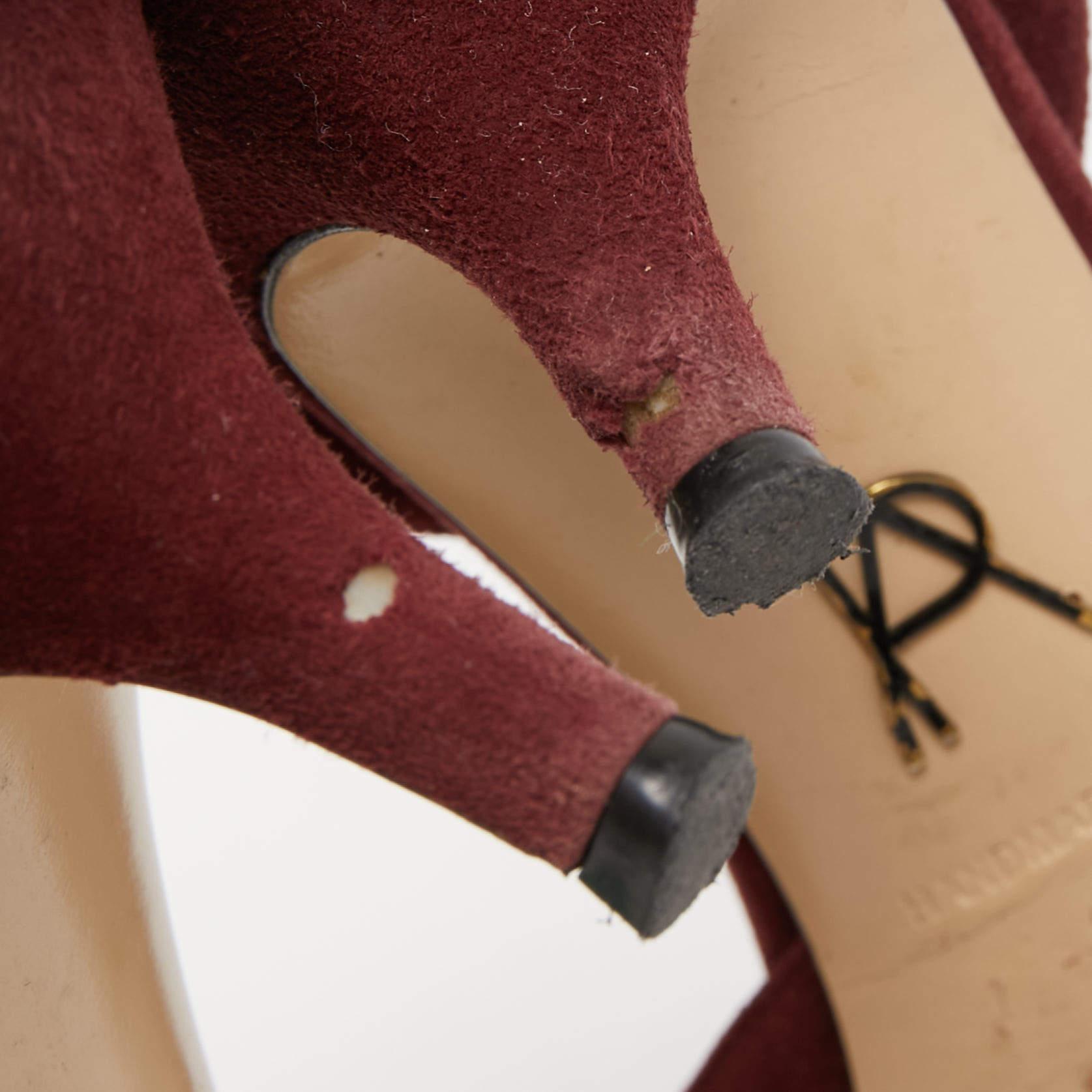 Paul Andrew Burgundy Suede Rhea Slingback Pumps Size 37.5 For Sale 3