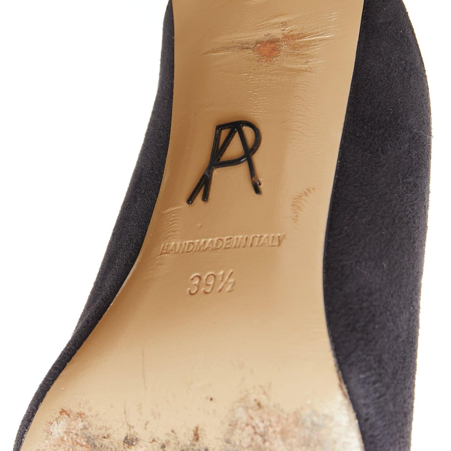 PAUL ANDREW Certosa black suede pointy toe high heel mules EU39.5 en venta 5