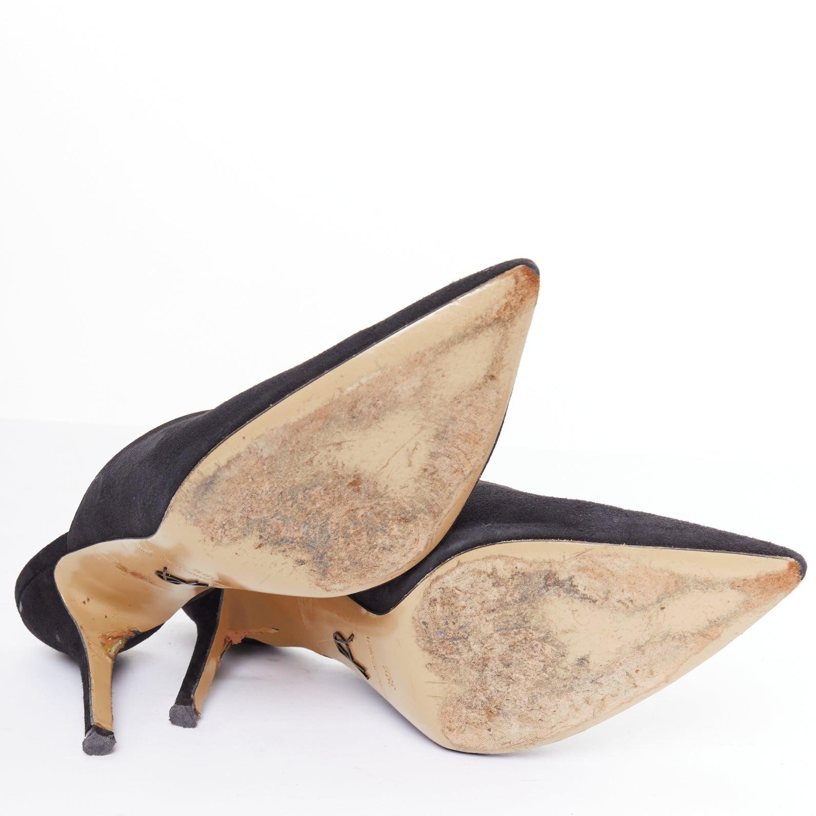 PAUL ANDREW Certosa black suede pointy toe high heel mules EU39.5 en venta 6