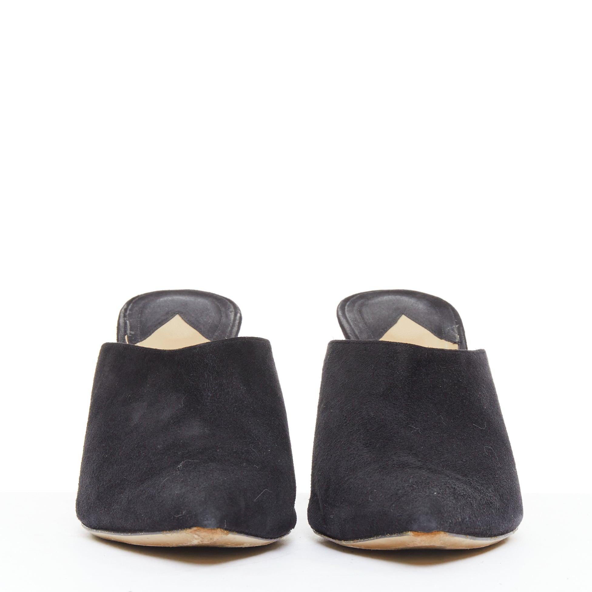 PAUL ANDREW Certosa black suede pointy toe high heel mules EU39.5 Negro en venta