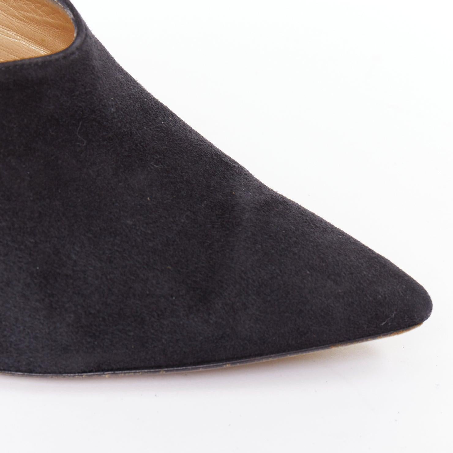 PAUL ANDREW Certosa black suede pointy toe high heel mules EU39.5 en venta 2